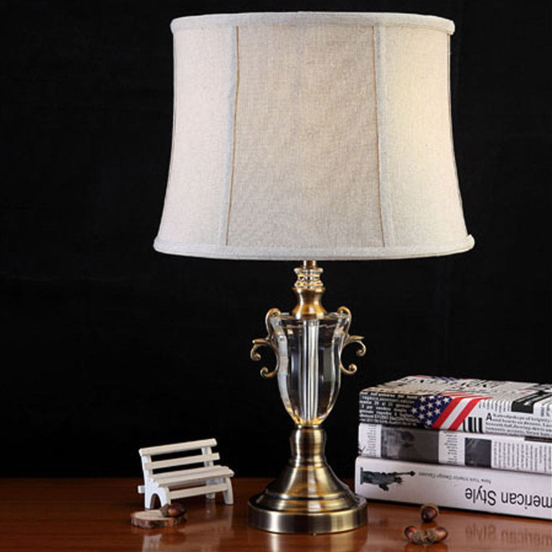 1 Lampe de chevet de chevet de tête modernisme lampe de table de chevet grise avec une teinte en tissu ovale