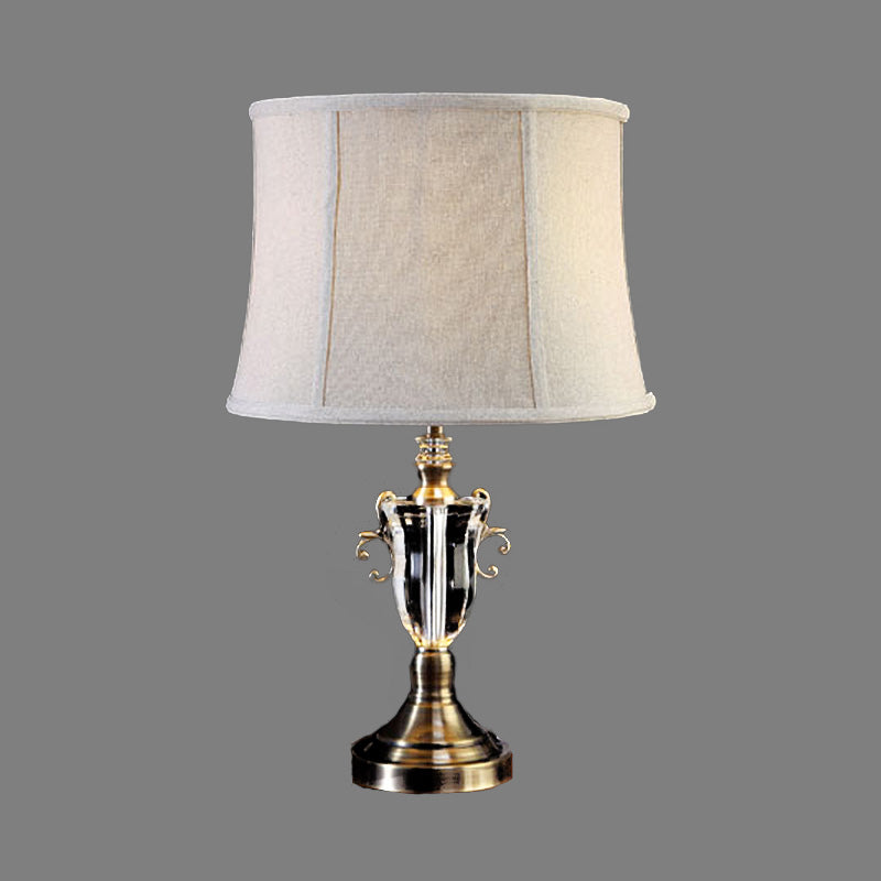 1 Lampe de chevet de chevet de tête modernisme lampe de table de chevet grise avec une teinte en tissu ovale