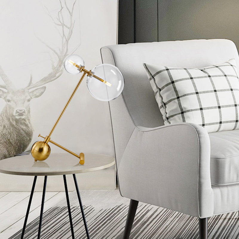 Gold Orb Nightstand Lamp Simplicity 1 Bulb Metal Night Table Light with Clear Glass Shade