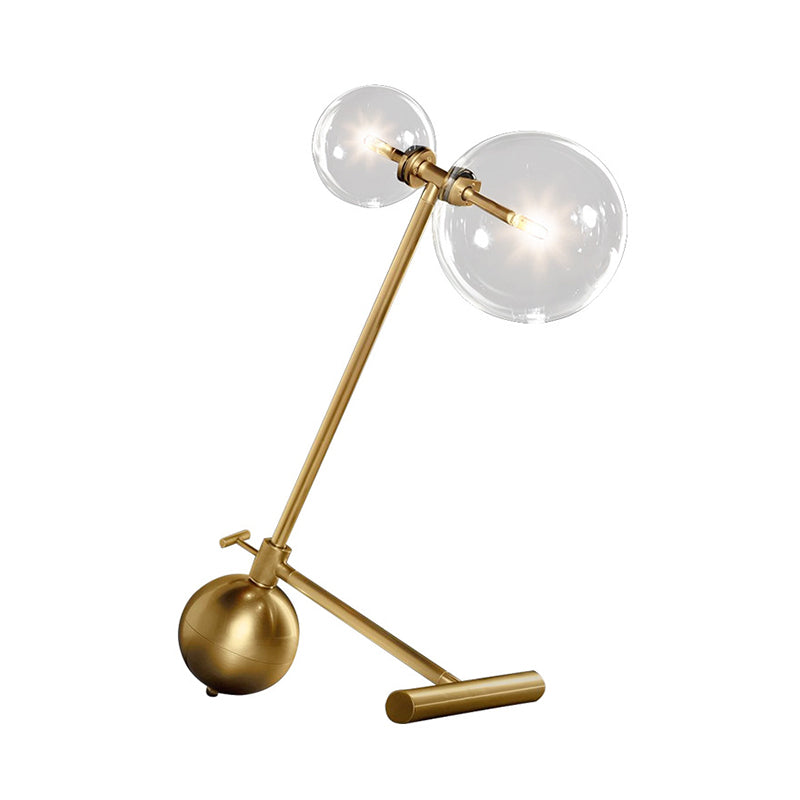 Gold Orb Nightstand Lamp Simplicity 1 Bulb Metal Night Table Light with Clear Glass Shade