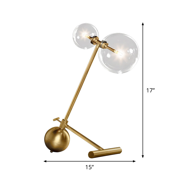Gold Orb Nightstand Lamp Simplicity 1 Bulb Metal Night Table Light with Clear Glass Shade