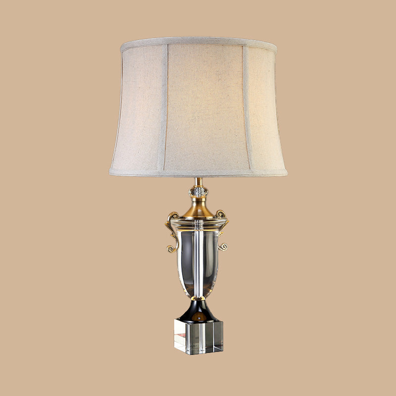 Contemporain 1 Bulbe Étude lampe Gris Bell Bell Livre Light With Fabric Shade