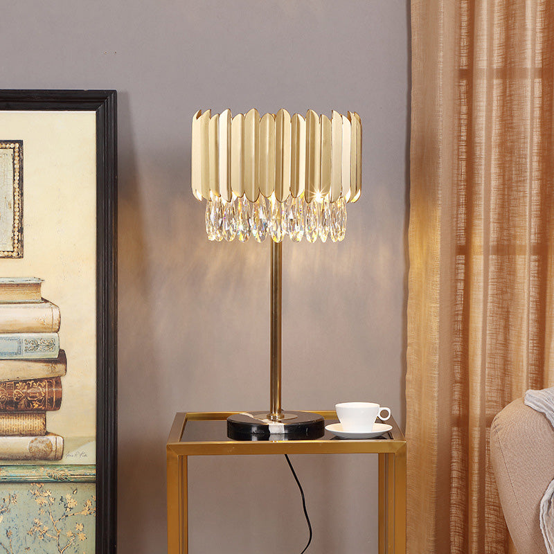 1 tête de table cylindrique légère modernisme en cristal en cristal petit de bureau lampe en or