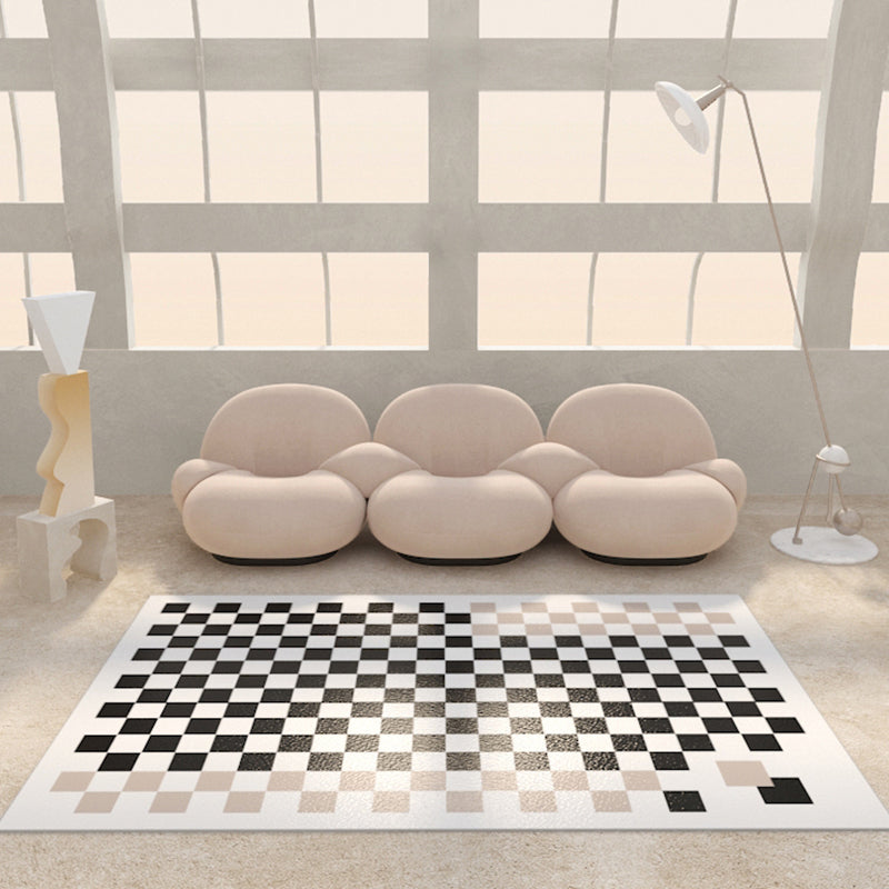 Black Modern Carpet PVC Grid Carpet Washable Area Carpet for Home Decor