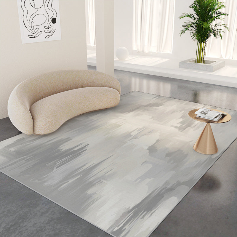 Gray Modern Rug PVC Color Block Rug Non-Slip Backing Rug for Home Decoration