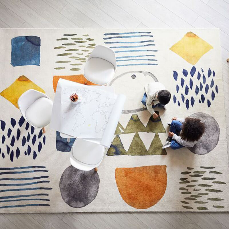 Orange Contemporary Carpet Polyester Graphic Carpet Washable Carpet for Living Room