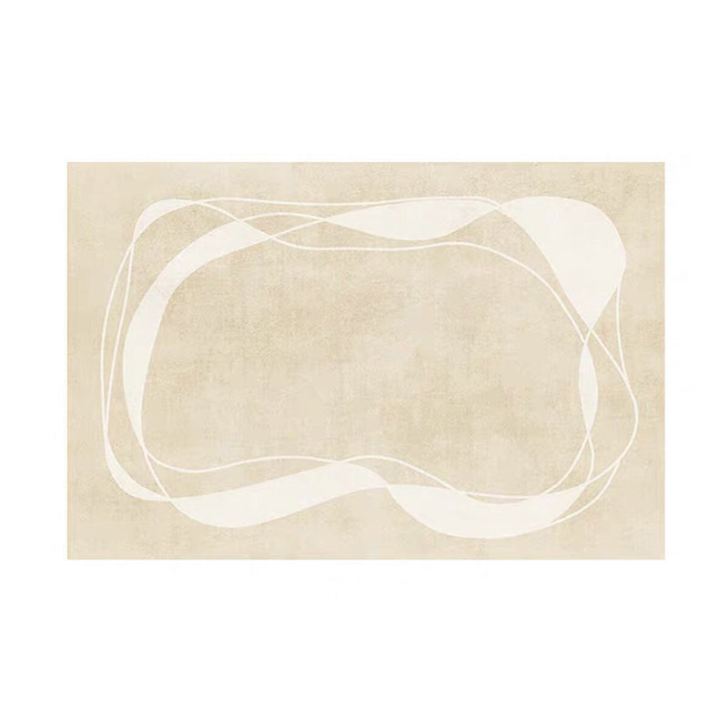Khaki Modern Rug Polyester Curve Indoor Rug Non-Slip Backing Rug for Home Decor