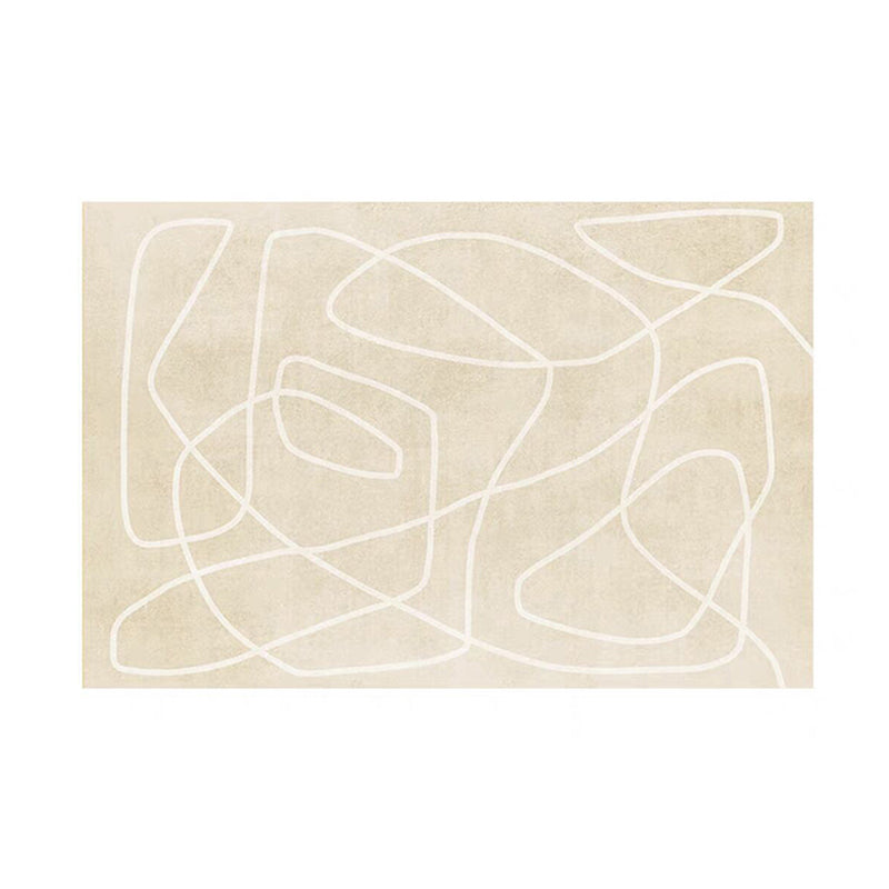 Khaki Modern Rug Polyester Curve Intérieur Rapis de support sans glissement pour décoration intérieure
