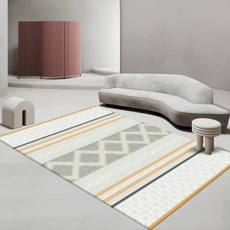 Southwestern Geometry Pattern Rug Polyester Area Carpet Non-Slip Backing Indoor Rug for Living Room