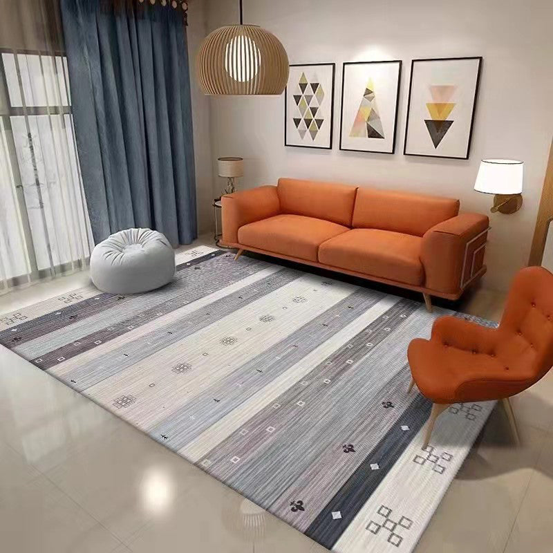 Southwestern Geometry Pattern Rug Polyester Area Carpet Non-Slip Backing Indoor Rug for Living Room