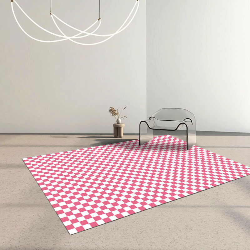 Modern Checkered Pattern Rug Polyester Indoor Carpet Stain Resistant Carpet for Living Room