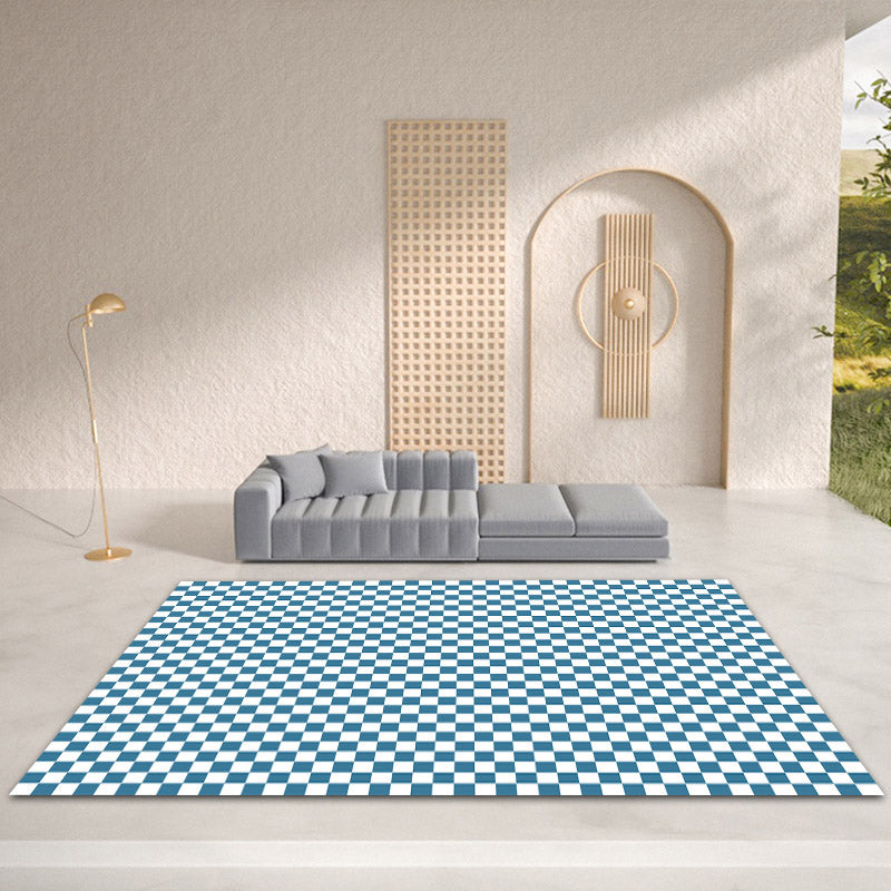 Modern Checkered Pattern Rug Polyester Indoor Carpet Stain Resistant Carpet for Living Room