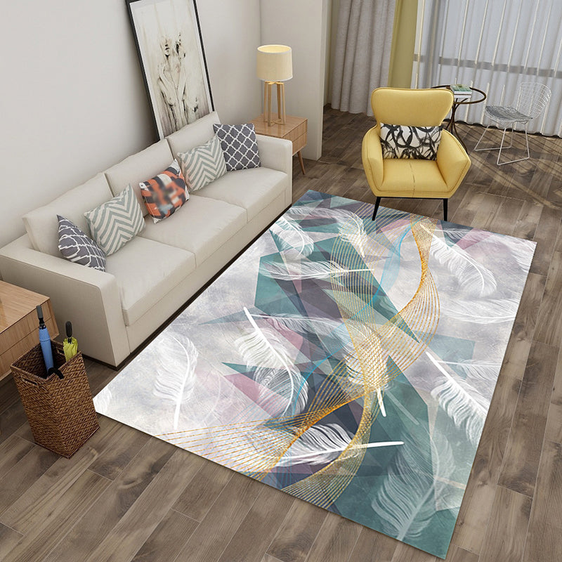 Tapis de plumes en or léger Polyester tapis de support non glissant pour la décoration intérieure