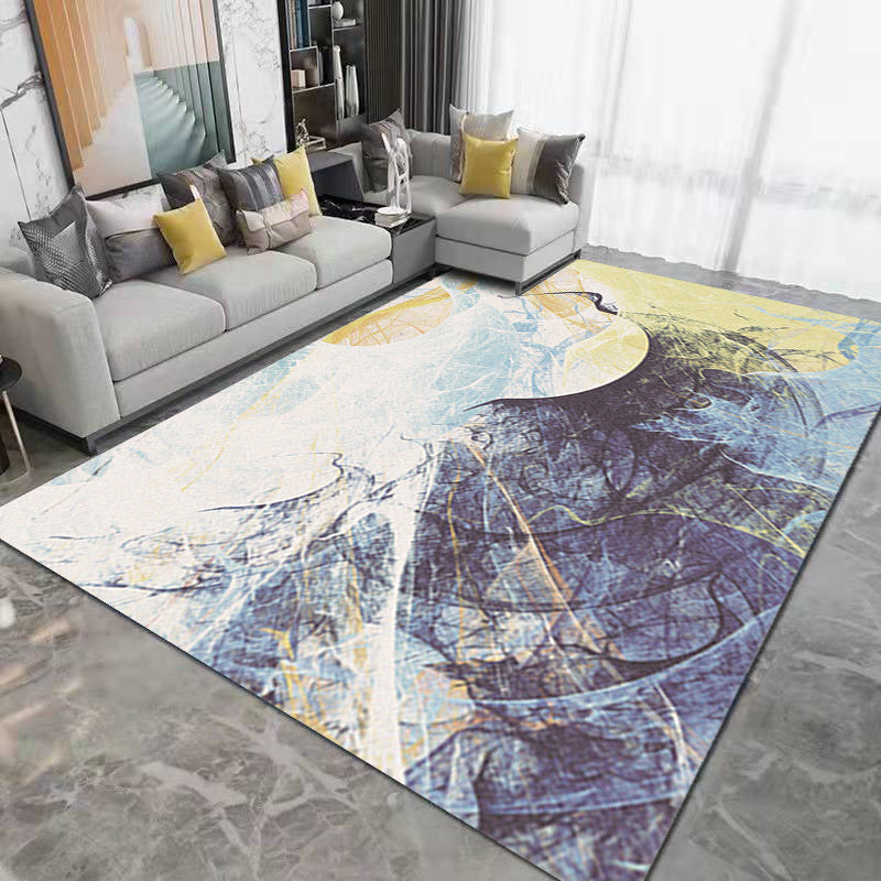 Brown Contemporary Rug Polyester Simple Rug Non-Slip Backing Rug for Drawing Room