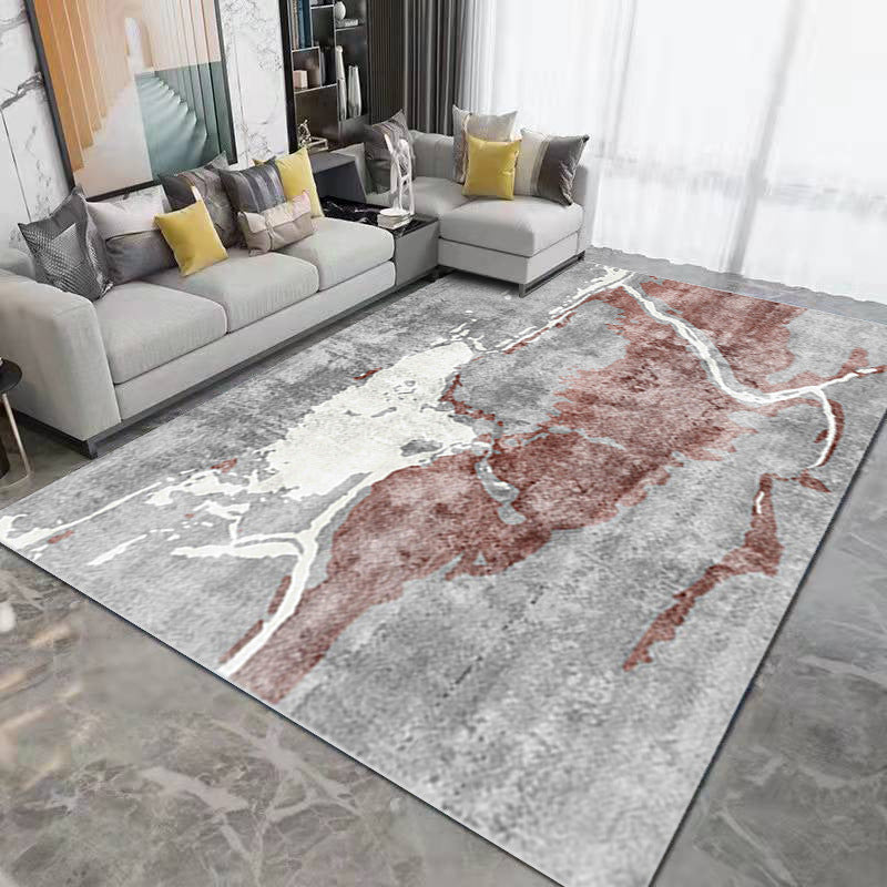 Brown Contemporary Rug Polyester Simple Rug Non-Slip Backing Rug for Drawing Room