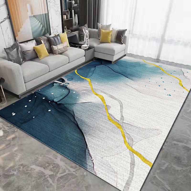 Tapis contemporain marron polyester simple tapis de support sans glissement pour salle de dessin