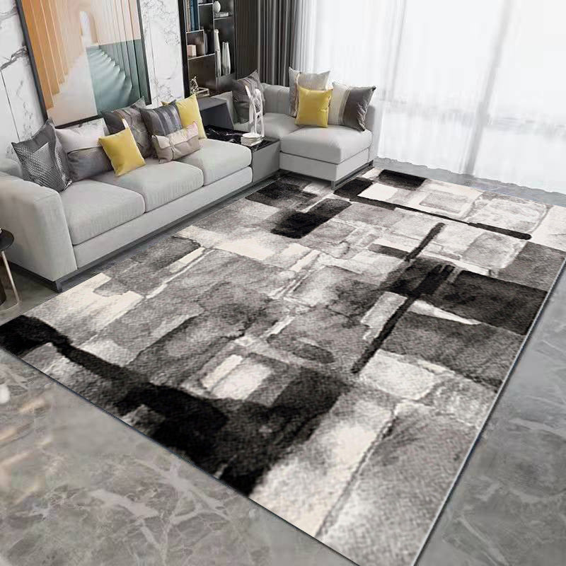 Brown Contemporary Rug Polyester Simple Rug Non-Slip Backing Rug for Drawing Room