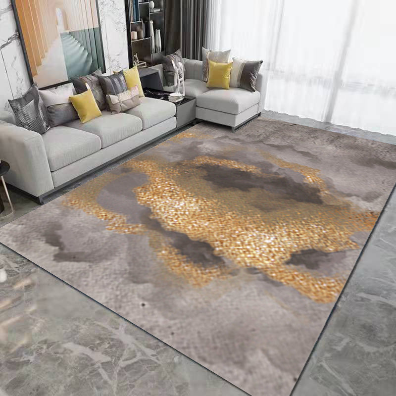 Brown Contemporary Rug Polyester Simple Rug Non-Slip Backing Rug for Drawing Room