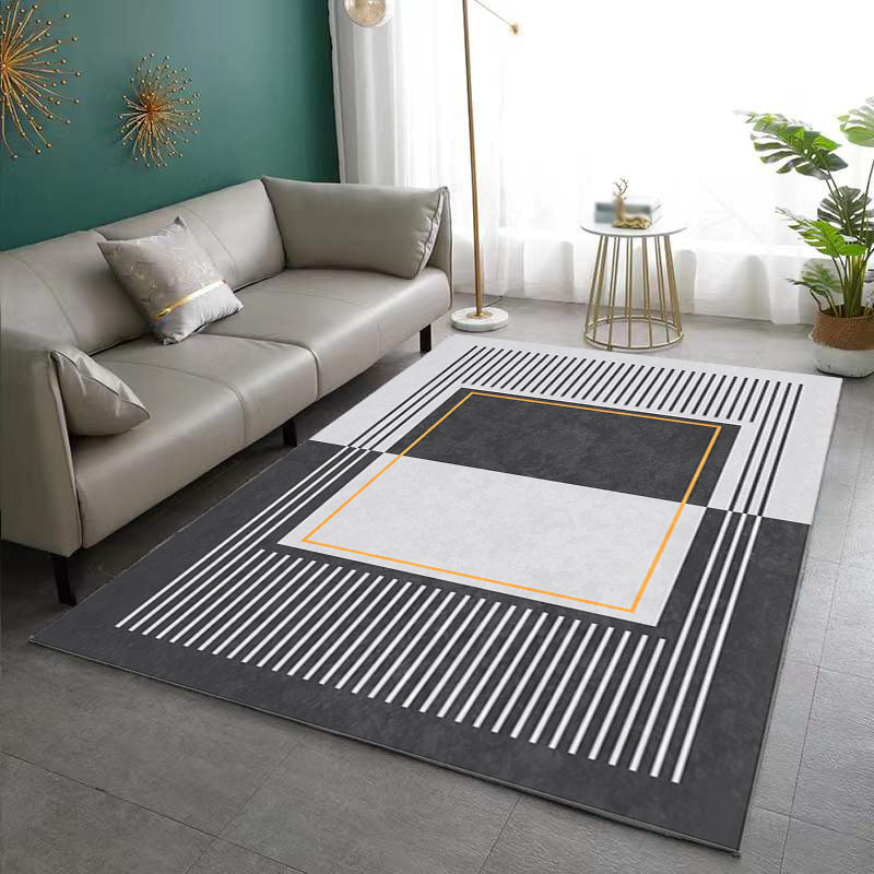 Alfombra de línea recta gris oscuro alfombra poliéster alfombra lavable para sala de estar para sala de estar