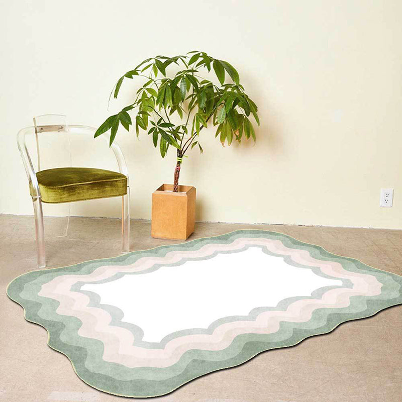 Tapis de tapis de couleur blanc Polyester moderne tapis lavable pour le salon