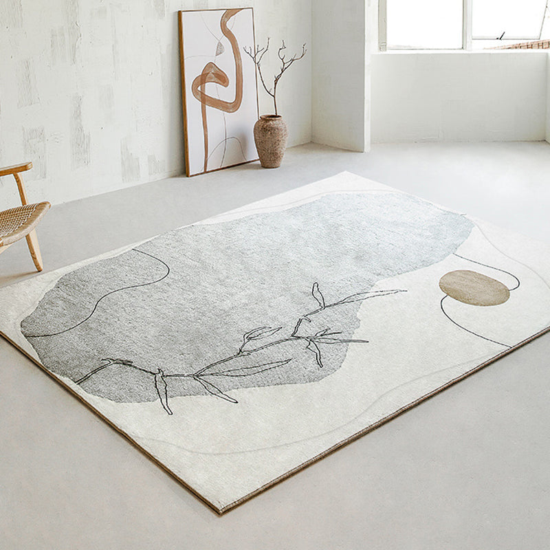 White Color Piece Rug Polyester Simple Rug Non-Slip Backing Rug for Drawing Room