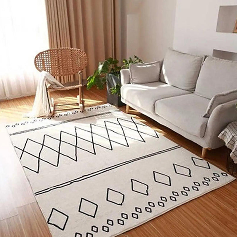 Tapis de ligne abstraite du tapis moderne beige tapis sans glissement pour décoration intérieure