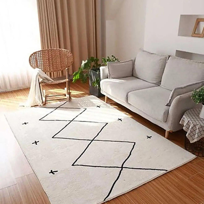 Tapis de ligne abstraite du tapis moderne beige tapis sans glissement pour décoration intérieure