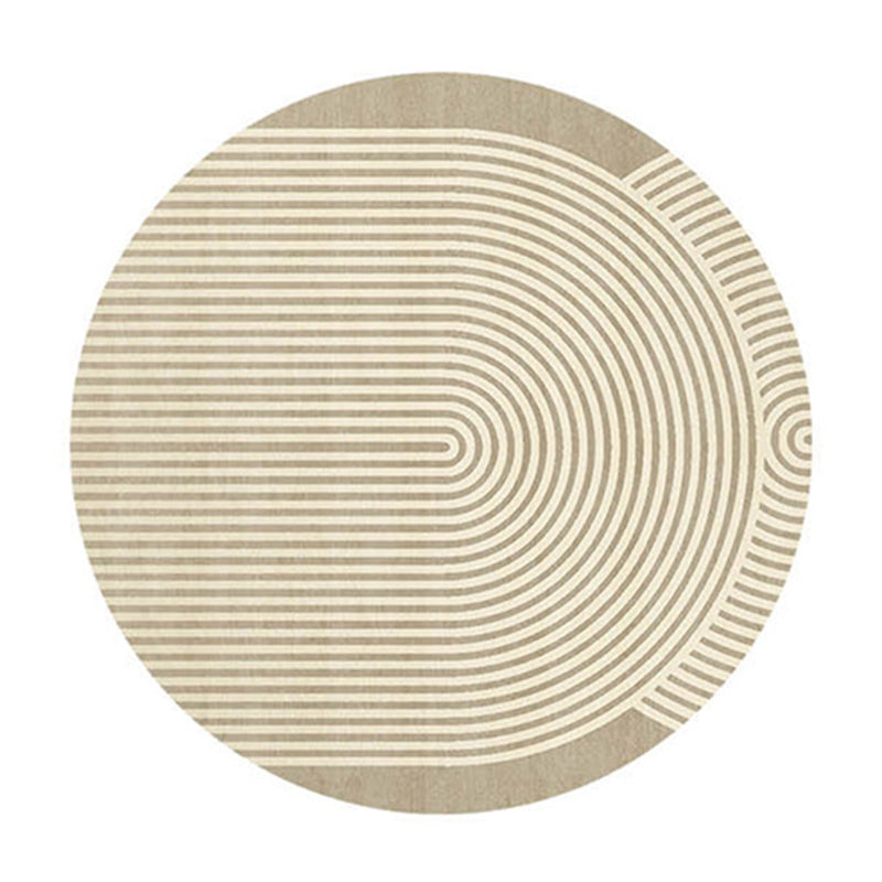 Beige Simple Carpet Polyester Line Carpet Washable Carpet for Home Decor