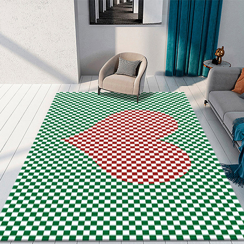 Green Modern Rug Polyester Love Pattern Rug Stain Resistant Rug for Living Room