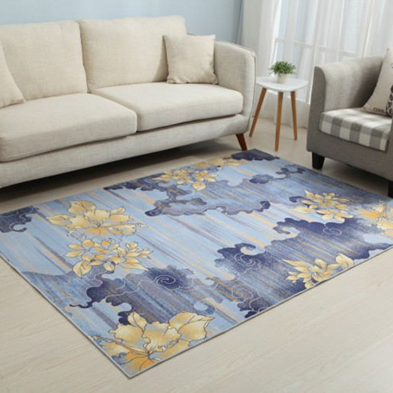 Yellow Simple Rug Polyester Abstract Print Rug Washable Rug for Living Room