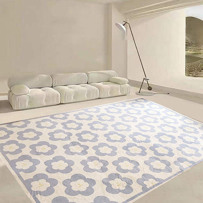 Light Purple Flower Rug Polyester Simple Rug Washable Rug for Living Room