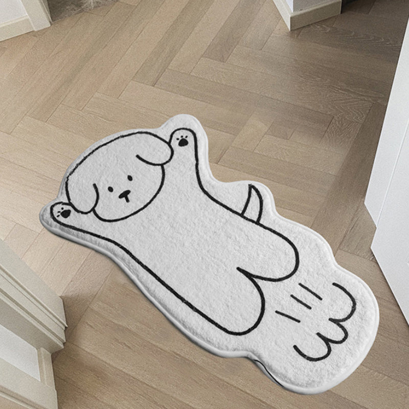 White Dog Rug Polyester Casual Rug Non-Slip Backing Rug for Drawing Room
