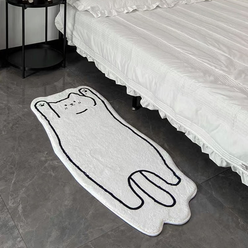 White Dog Rug Polyester Casual Rug Non-Slip Backing Rug for Drawing Room