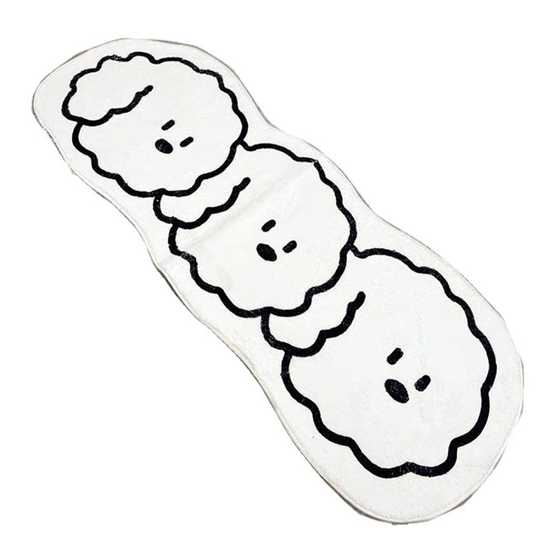 White Dog Rug Polyester Casual Rug Non-Slip Backing Rug for Drawing Room