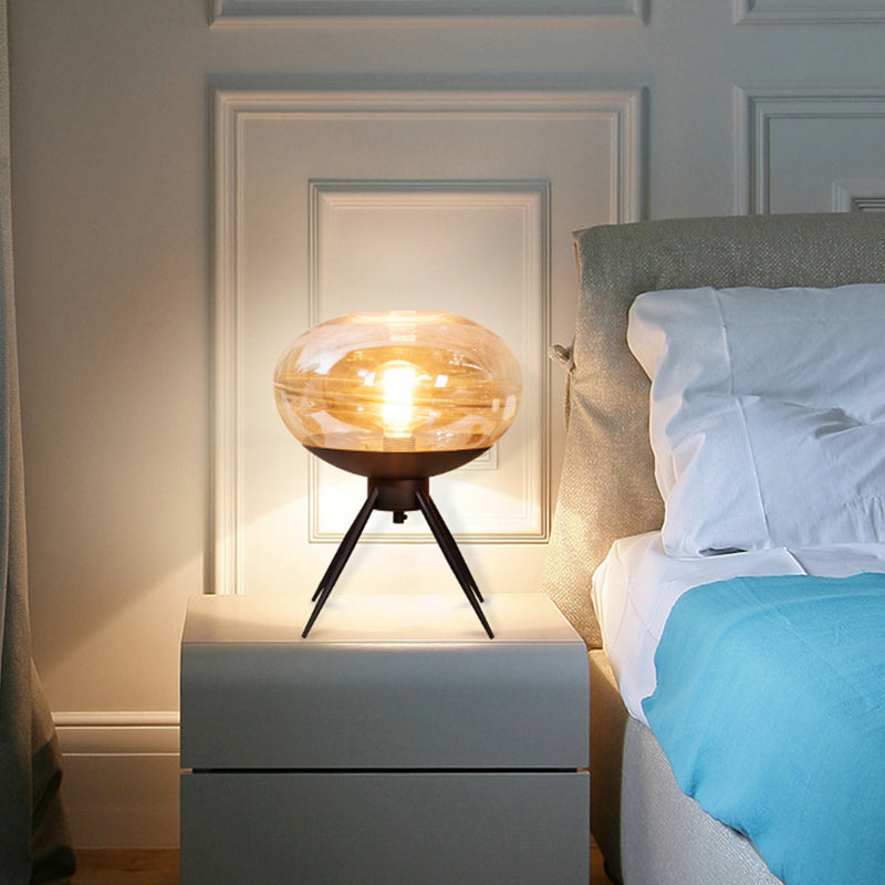 Ovaal metalen nachtkastje licht modern cognacglas 1-kops woonkamer nachtkastje lamp