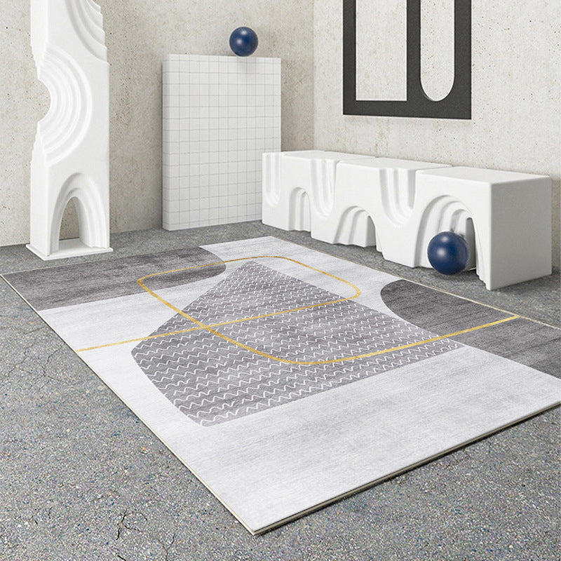 Tapis gris moderne de couleur simple tapis tapis résistant des taches pour le salon