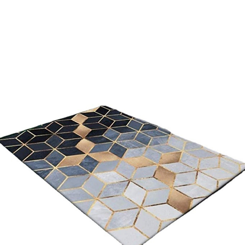 Gold Simple Rug Polyester Gold Wire Rug Non-Slip Backing Rug for Drawing Room