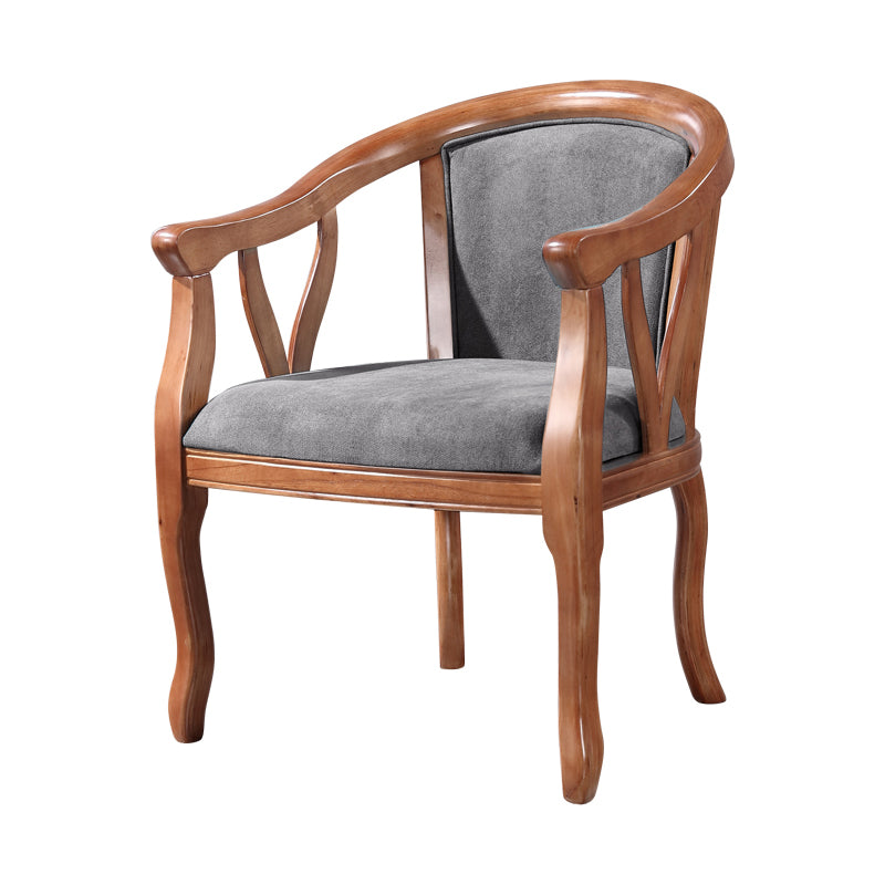 Chaise de salle à manger traditionnelle en bois massif, fauteuil de salle à manger en lin pour usage domestique
