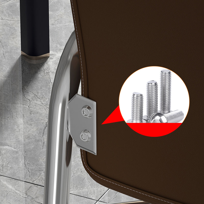 Minimalist Style PU Leather Dining Chair Solid Back Upholstered Arm Single Chair