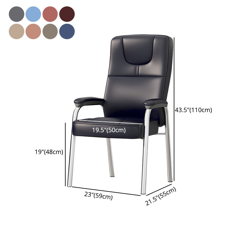 Minimalist Style PU Leather Dining Chair Solid Back Upholstered Arm Single Chair