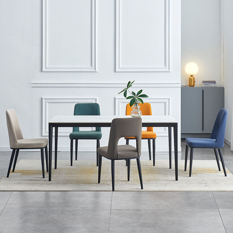 Sillas de comedor industriales de metal, respaldo abierto sin brazos, silla lateral para uso doméstico