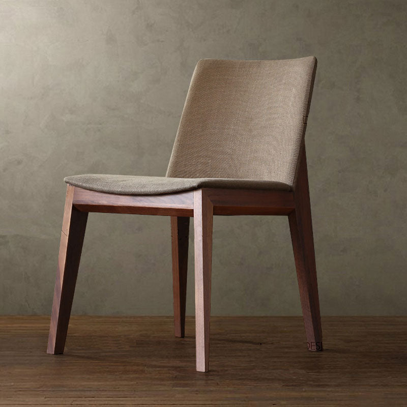Sillas de comedor tapizadas sin brazos Sillas laterales de interior con patas de madera (juego de 2)