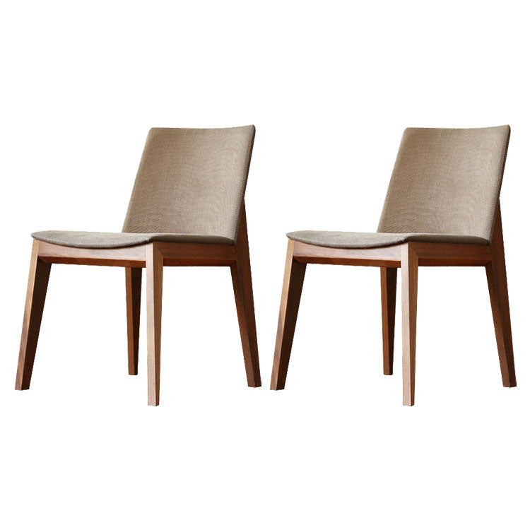 Sillas de comedor tapizadas sin brazos Sillas laterales de interior con patas de madera (juego de 2)