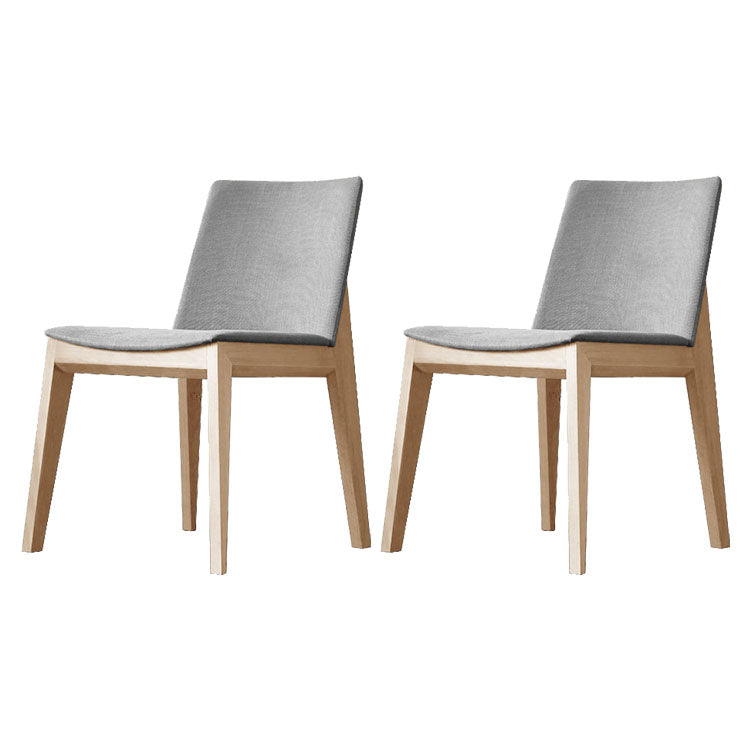 Sillas de comedor tapizadas sin brazos Sillas laterales de interior con patas de madera (juego de 2)