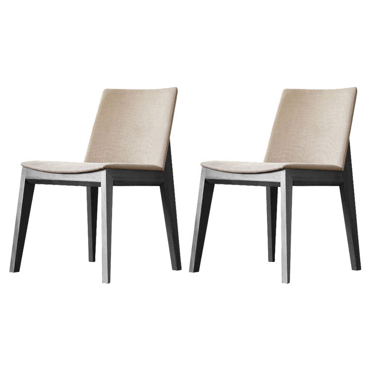 Sillas de comedor tapizadas sin brazos Sillas laterales de interior con patas de madera (juego de 2)