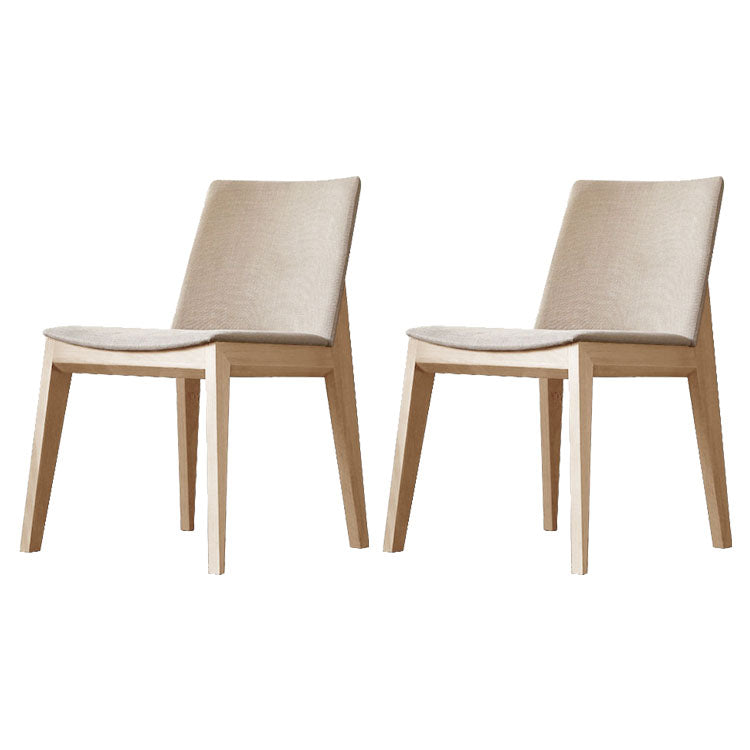Sillas de comedor tapizadas sin brazos Sillas laterales de interior con patas de madera (juego de 2)