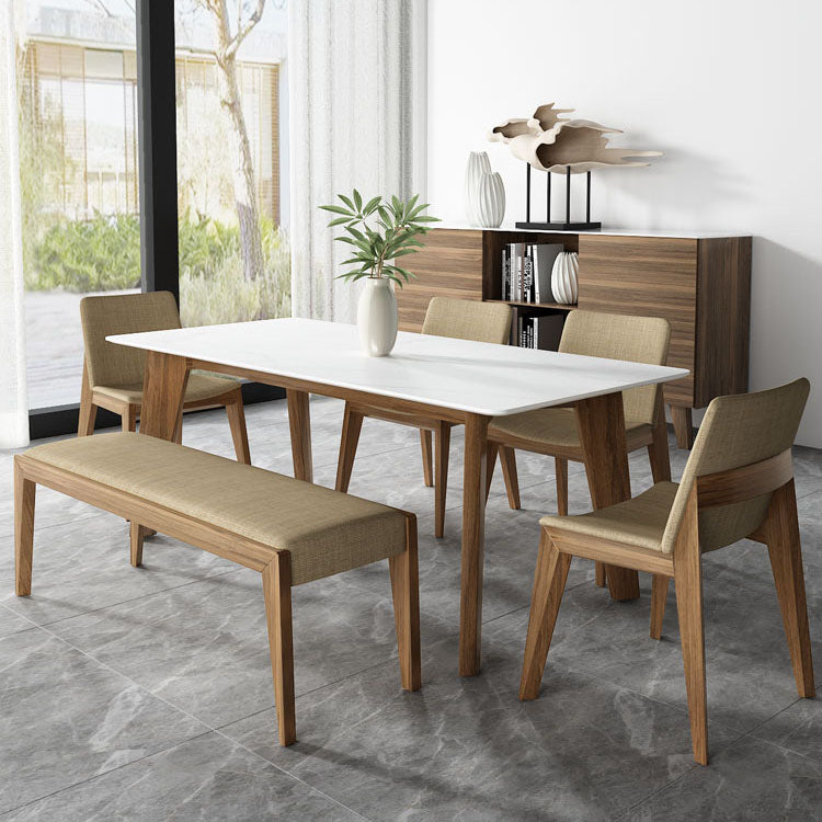 Sillas de comedor tapizadas sin brazos Sillas laterales de interior con patas de madera (juego de 2)