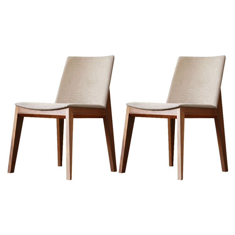 Sillas de comedor tapizadas sin brazos Sillas laterales de interior con patas de madera (juego de 2)