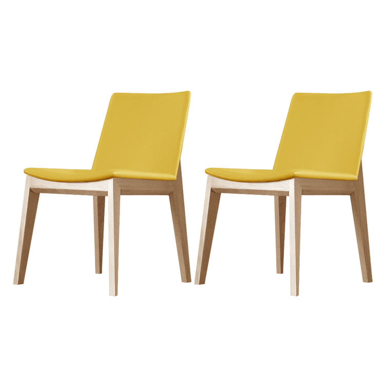 Sillas de comedor tapizadas sin brazos Sillas laterales de interior con patas de madera (juego de 2)