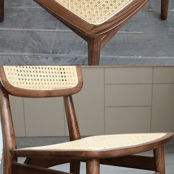 Sillas de comedor sin brazos para interiores, sillas laterales de ratán con patas de madera (juego de 2)